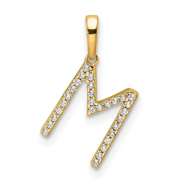Kazi Luxury 14k Yellow Gold Diamond Letter M Initial Pendant